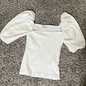 Reformation Puffed Sleeve White Top